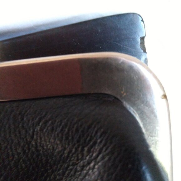 Unique Vintage Black Leather Satchel/Shoulder Frame Bag wth Chic Sleek Features - Picture 10 of 15